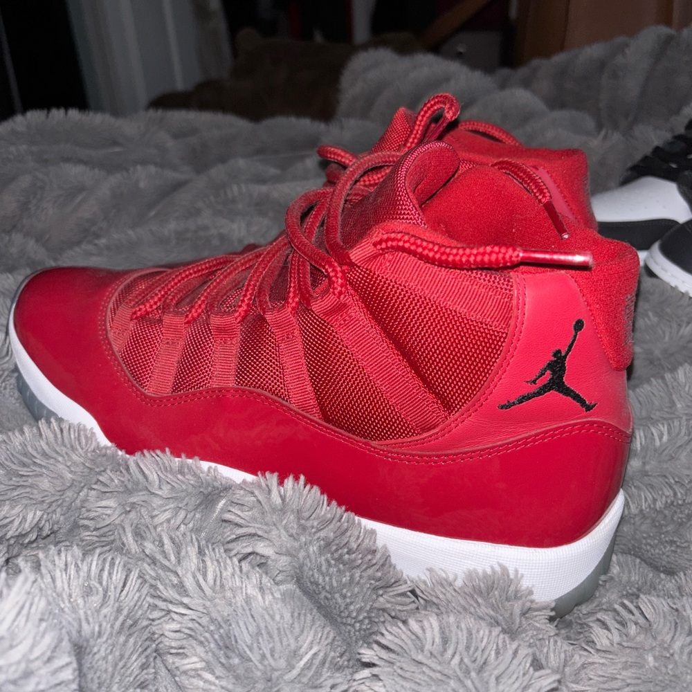 Jordan Red High-Top Basketball Sneakers with Black Jumpman